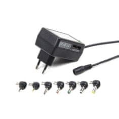 Energenie Univerzalni AC-DC adapter EnerGenie EG-MC-008, 12 W, 7 priključkov, črn, z zaščito pred prenapolnjenjem in kratkim stikom