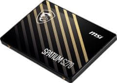 MSI MSI SPATIUM S270 2.5" SATA SSD 480GB, 3D NAND, TRIM in S.M.A.R.T. podpora, visoka zmogljivost za PC in prenosnike
