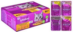 Whiskas WHISKAS Piščančje in Puranje dobrote v želeju - mokra hrana za mačke - 80 x 85 g, za zdravo in srečno mačje življenje