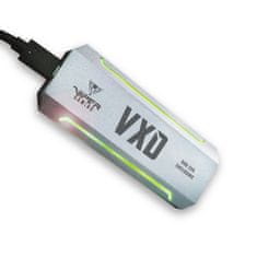 slomart Srebrna M.2 SSD ohišje Patriot Memory VXD, USB 3.2 Gen 2, do 2 TB, NVMe, vključuje kabel in izvijač, CE/FCC/RoHS