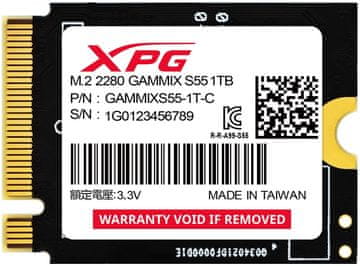 slomart ADATA SSD GAMMIX S55 1TB Gen 4x4 M.2 2230 - Visoke hitrosti branja do 5000 MB/s in pisanja do 3700 MB/s