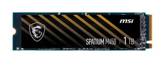 MSI MSI SPATIUM M450 1TB PCIe 4.0 NVMe M.2 SSD - 3600 MB/s Branje, 3000 MB/s Pisanje, 3D NAND, IOPS 420000/550000