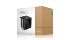 DEEPCOOL Globoko hlajenje procesorja DeepCool AK620, 12 cm, črna, 2 ventilatorja, do 260 W TDP, PWM, FDB, enota 1.