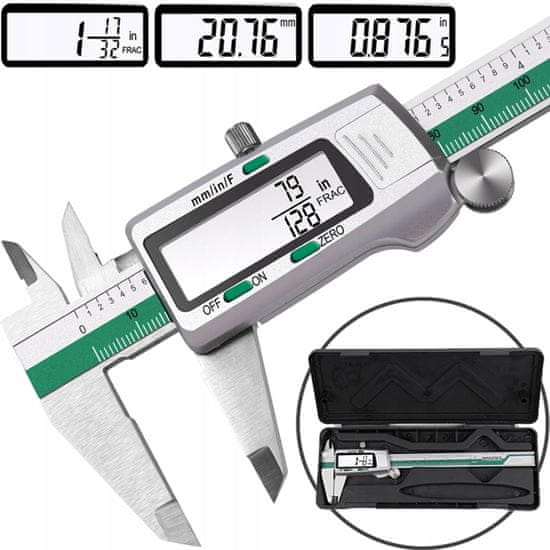 Dexxer Jekleno LCD elektronsko kljunasto merilo 150mm + kovček