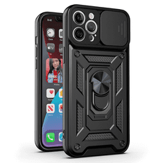 Onasi Silikonski ovitek Armor Ring z zaščito kamere za Samsung Galaxy Z Flip 6 - črn