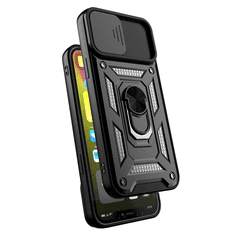 Onasi Silikonski ovitek Armor Ring z zaščito kamere za Samsung Galaxy Z Flip 6 - črn