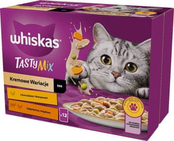 Whiskas WHISKAS Tasty Mix - mokra hrana za mačke, mešanica piščanca, jagnjetine in purana, 12 x 85g, za odrasle mačke, brez umetnih barvil