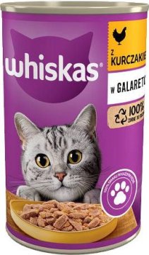 Whiskas WHISKAS mokra hrana za mačke s piščancem v želeju - 400 g - zdrava prehrana za odrasle mačke vseh pasem