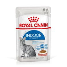 Royal Canin ROYAL CANIN Indoor Sterilized - Mokra hrana za odrasle mačke - Kose v omaki 12x85 g, za zdravo težo in notranje mačke