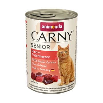 Animonda ANIMONDA Carny Senior mokra mačja hrana z govedino in puranom - 400g, brez soje, brez glutena, brez sladkorja