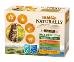 Eukanuba IAMS Naravno odrasla mačja hrana iz zbirke kopno in morje - mokra hrana, 12 x 85 g, brez sladkorja, brez glutena, brez umetnih barvil