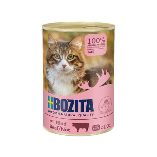 Bozita BOZITA Govedina Pate - mokra hrana za mačke, 400g, brez sladkorja, brez glutena, za občutljiv želodec, odrasle mačke