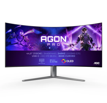 AOC Agon Pro AG456UCZD gaming monitor, ukrivljen, 113 cm (44,5"), UW-QHD, OLED, 240Hz