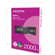 slomart ADATA SC610 USB ključek 2 TB, USB Type-A 3.2 Gen 2, črn, hitrost branja do 550 MB/s, plastika, trajnostna skladnost