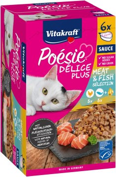 Vitakraft VITAKRAFT Poésie Delice Plus mokra hrana za mačke s piščancem in lososom - 6x85g, brez umetnih barvil in sladkorja