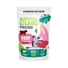 slomart ANIMAL ISLAND Everyday Mokra hrana za mačke, goveji in piščančji fileti v juhi, 40 x 85 g, brez žita in glutena