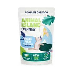 slomart ANIMAL ISLAND Everyday mokra hrana za mačke – puran in belo ribja fileta v juhi, 40 x 85 g, brez glutena in umetnih barvil