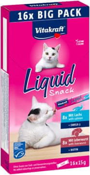 Vitakraft VITAKRAFT Liquid Snack Jetra z lososom, priboljšek za mačke, 16x15g
