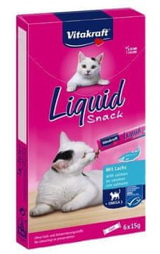Vitakraft VITAKRAFT Liquid Snack Losos, priboljšek za mačke, 6 x 15 g