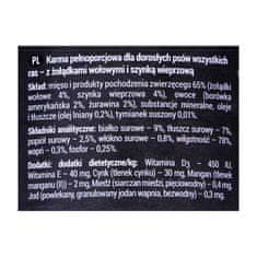 DOLINA NOTECI Dolina Noteci Rafi goveja želodca s šunko - vlažna hrana za pse, 400g, brez zrn, primerna za vse pasme in starostne skupine.