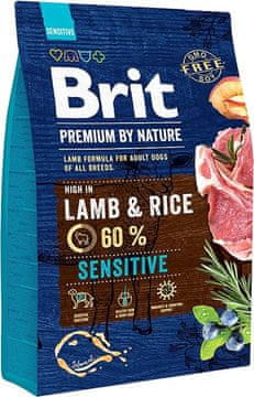 Brit BRIT Premium by Nature Suha hrana za pse - Sensitivna jagnjetina z rižem, 3 kg - Brez glutena, brez dodatnih konzervansov