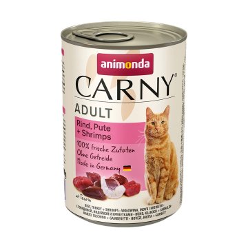 Animonda ANIMONDA Carny mokra hrana za mačke - govedina, puran, kozice, 400g, brez sladkorja, brez soje, brez glutena, podpora prebavi