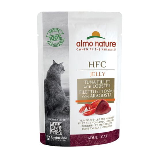 Almo Nature ALMO NATURE HFC Želatina tuna fileti z raki, 55 g - Vlažna hrana za mačke, brez glutena, za zdravo starostno obdobje