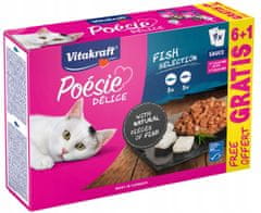 Vitakraft VITAKRAFT Poésie Delice ribja izbira - mokra hrana za mačke - 6 + 1 x 85g, brez glutena, brez sladkorja, za odrasle mačke