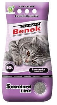 Super Benek Super Benek Standard Litter za mačke z lavandom, 10L, hitro vpijajoča, ekološka, borba proti neprijetnim vonjavam