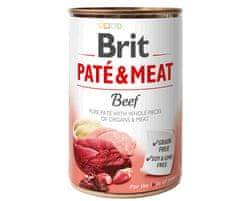 Brit BRIT Paté & Mesni Sladkor z Govedino - Mokra Pasja Hrana za Odrasle - 400 g, Brez Žit, Brez umetnih Dodatkov