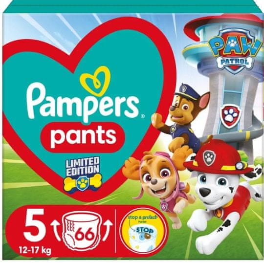 Pampers Active Baby Pants Paw Patrol hlačne plenice, velikost 5 (12-17 kg), 66 plenic