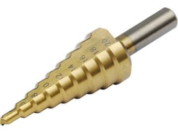 Extol Craft Stopničasti vrtalnik (20053) ?4-20mm, 2mm increments, 9 holes, ?8mm shank, 74mm length, TiN