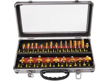 Extol Premium Rezkarji za lesne oblike z SK ploščicami Extol Craft (44039) wood shape cutters with SK blades, set of 24 pcs, 8mm shank, in metal case, SK