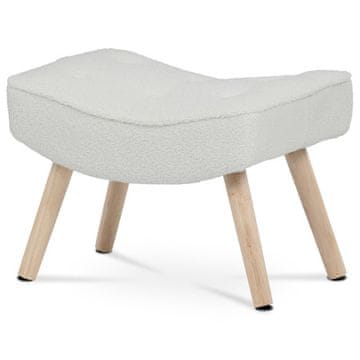 Autronic Naslon za noge Footstool, white bouclé fabric cover, solid rubberwood legs (AK-309P WT2)