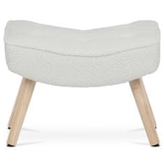 Autronic Naslon za noge Footstool, white bouclé fabric cover, solid rubberwood legs (AK-309P WT2)