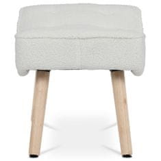 Autronic Naslon za noge Footstool, white bouclé fabric cover, solid rubberwood legs (AK-309P WT2)