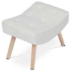 Autronic Naslon za noge Footstool, white bouclé fabric cover, solid rubberwood legs (AK-309P WT2)