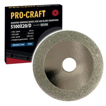 Procraft Brusilno kolo za brusilnik žaginih listov S100X20/D /SS350