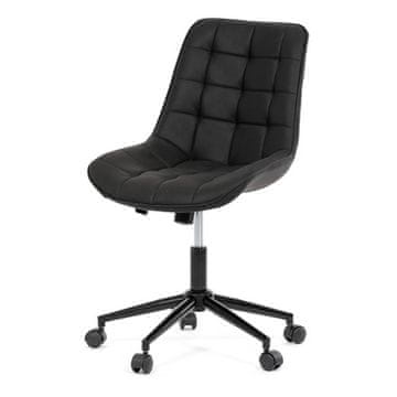 Autronic Pisarniški stol black fabric in brushed leather decor, black metal cross (KA-V3120 BK3)
