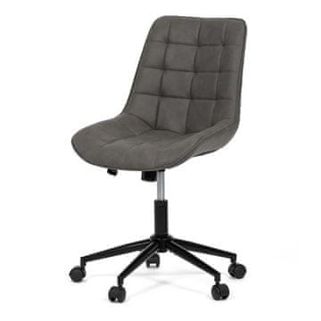 Autronic Pisarniški stol grey fabric in brushed leather decor, black metal cross (KA-V3120 GREY3)