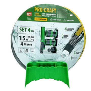 Procraft Črno-rumena vrtna cev PR-4KAT1915F