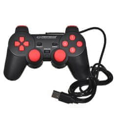 Esperanza Gaming kontroler Esperanza EGG102R USB 2.0, analogen/digitalen, ergonomskega gripa, črno-rdeč, za PC