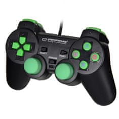 Esperanza Gaming upravljalnik Esperanza EGG107G - USB 2.0, črno-zelena, podpira PC in Playstation 3, 12 gumbov, analogni/digitalni.