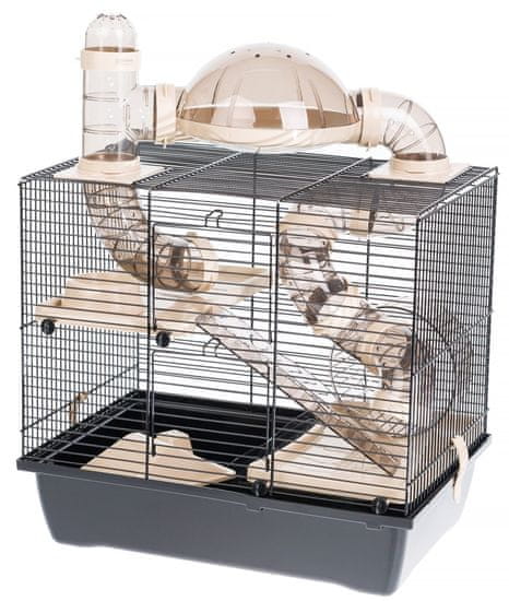 slomart Kletka za hrčka INTER-ZOO Rocky + Terrasse bež z opremo, dimenzije 550mm x 420mm x 290mm, za udobno bivanje vašega ljubljenčka