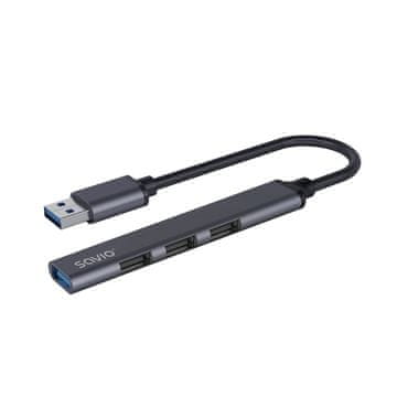 SAVIO SAVIO Hub AK-70 USB-A - 4-v-1 s 3 × USB-A 2.0, 1 × USB-A 3.1, hitrost prenosa do 5 Gbps, 2 leti garancije