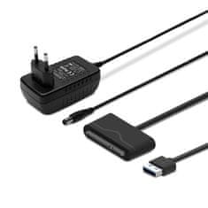 SAVIO SAVIO AK-39 USB 3.0 - SATA III adapter za 3,5"/2,5" diske s napajanjem, črn, hitrost prenosa 10 Gbit/s