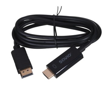 SAVIO Savio CL-56 video kabelski adapter 1,5 m, DisplayPort na HDMI Tip A, moški, črni, zlato prevlečeni kontakti