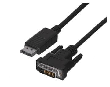 Lanberg Adapter za video kabel Lanberg CA-DPDV-10CU-0010-BK, 1m, DisplayPort do DVI-D, črni, 1080p, moški - moški