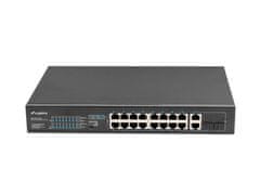 Lanberg Lanberg 19" POE+ stikalo 16x 100MB / 2x gigabit combo, 250W, 1U, črno, brez upravljanja, za rack namestitev