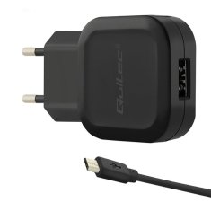 Qoltec Qoltec 50195 Polnilec 12W | 5V | 2.4A | USB + Micro USB kabel, črna, 1m, za pametne telefone, tablice in pametne ure